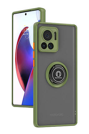 TPU чохол накладка Matte Ring Magnit для Moto Edge 30 Ultra світло-зелений, фото 1