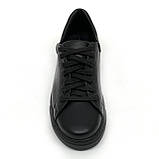 Жіночі шкіряні кеди чорного кольору на шнурівці Zlett 3520 чорна шкіра розмір 36, фото 3