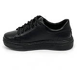 Жіночі шкіряні кеди чорного кольору на шнурівці Zlett 3520 чорна шкіра розмір 36, фото 2