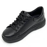 Жіночі шкіряні кеди чорного кольору на шнурівці Zlett 3520 чорна шкіра розмір 36, фото 8