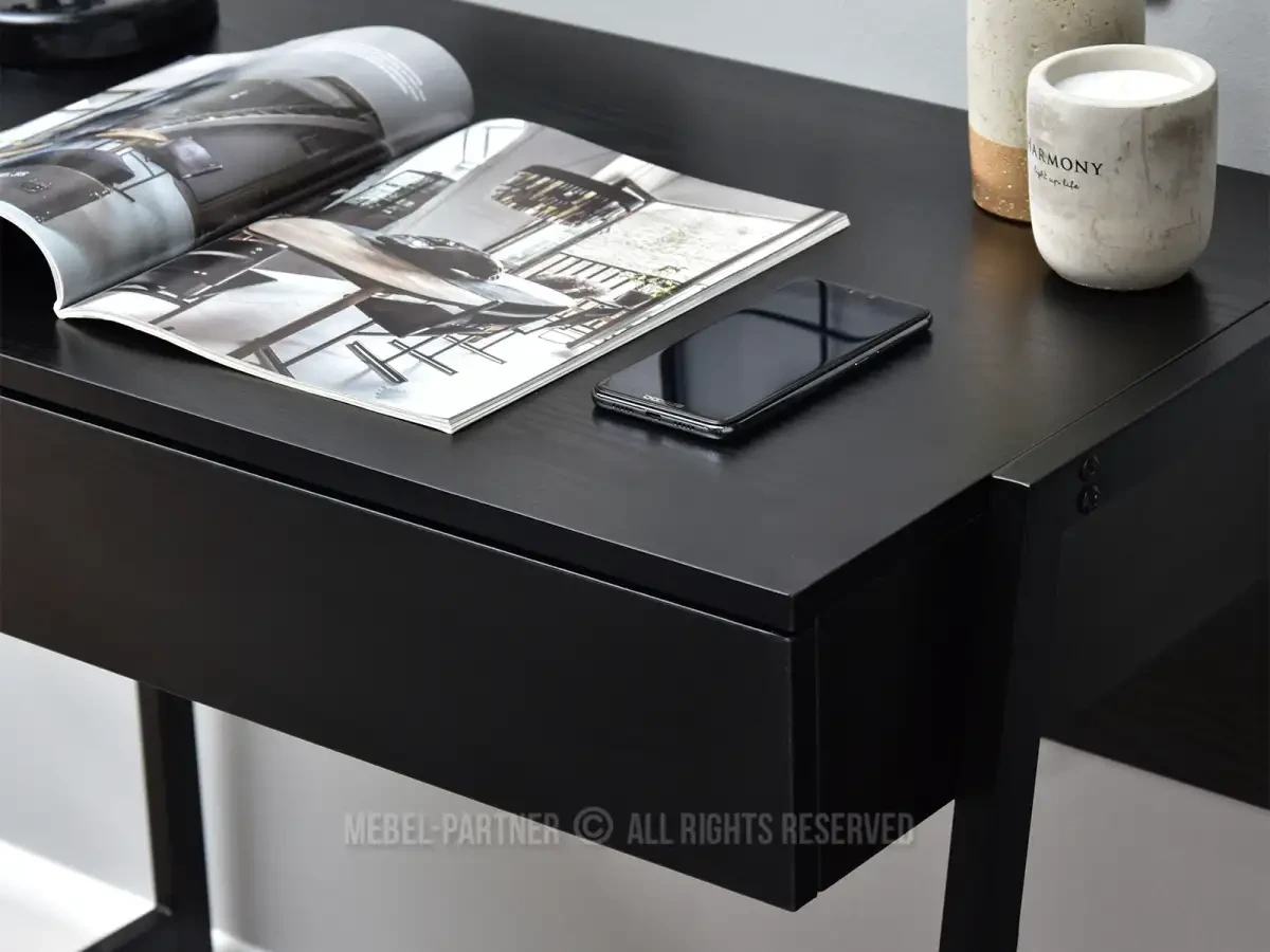 Nors офисный стол с ящиком, черное дерево, металлический каркас - фото 5 - id-p2107606276