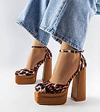 Женские леопардовые босоножки на высоком каблуке, Женские леопардовые туфли, фото 7