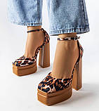 Женские леопардовые босоножки на высоком каблуке, Женские леопардовые туфли, фото 8
