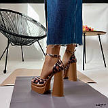 Женские леопардовые босоножки на высоком каблуке, Женские леопардовые туфли, фото 3