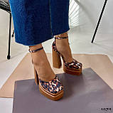 Женские леопардовые босоножки на высоком каблуке, Женские леопардовые туфли, фото 5