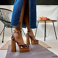 Женские леопардовые босоножки на высоком каблуке, Женские леопардовые туфли