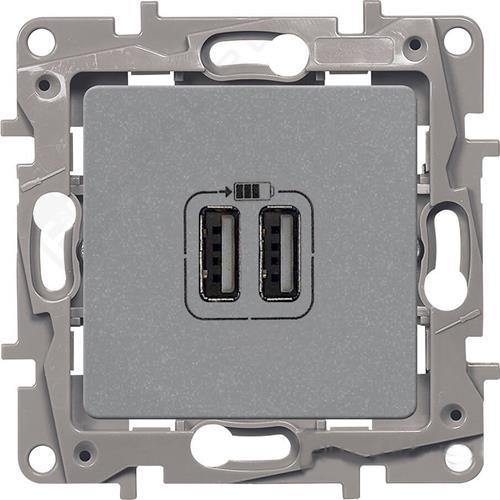 МЕХАНІЗМ РОЗЕТКИ 2XUSB ДЛЯ ЗАРЯДЖАННЯ ПОДВІЙНИЙ АЛЮМІНІЙ 672494 LEGRAND ETIKA