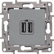 МЕХАНІЗМ РОЗЕТКИ 2XUSB ДЛЯ ЗАРЯДЖАННЯ ПОДВІЙНИЙ АЛЮМІНІЙ 672494 LEGRAND ETIKA