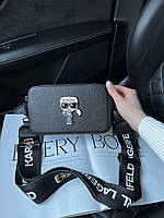 Женская сумка Karl Lagerfeld кожаная черного цвета через плечо