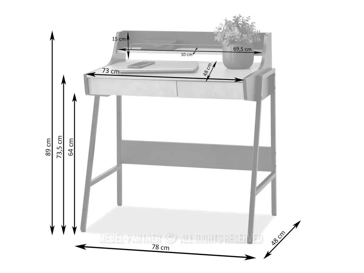 Borr бетонный стол-лофт с ящиками и черной рамой - фото 3 - id-p2107606301