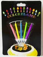 Набор свечей для торта "Цветное пламя" 5цв., 5,5*0,5см, блист., 5шт/этик.