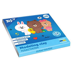 Пластилін YES, 12 кольорів, 240г "Line Friends"