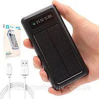 Повербанк для зарядки телефона на солнечной батерее ,10000mAh, UKC Solar, Черный / Портативное зарядное устрой