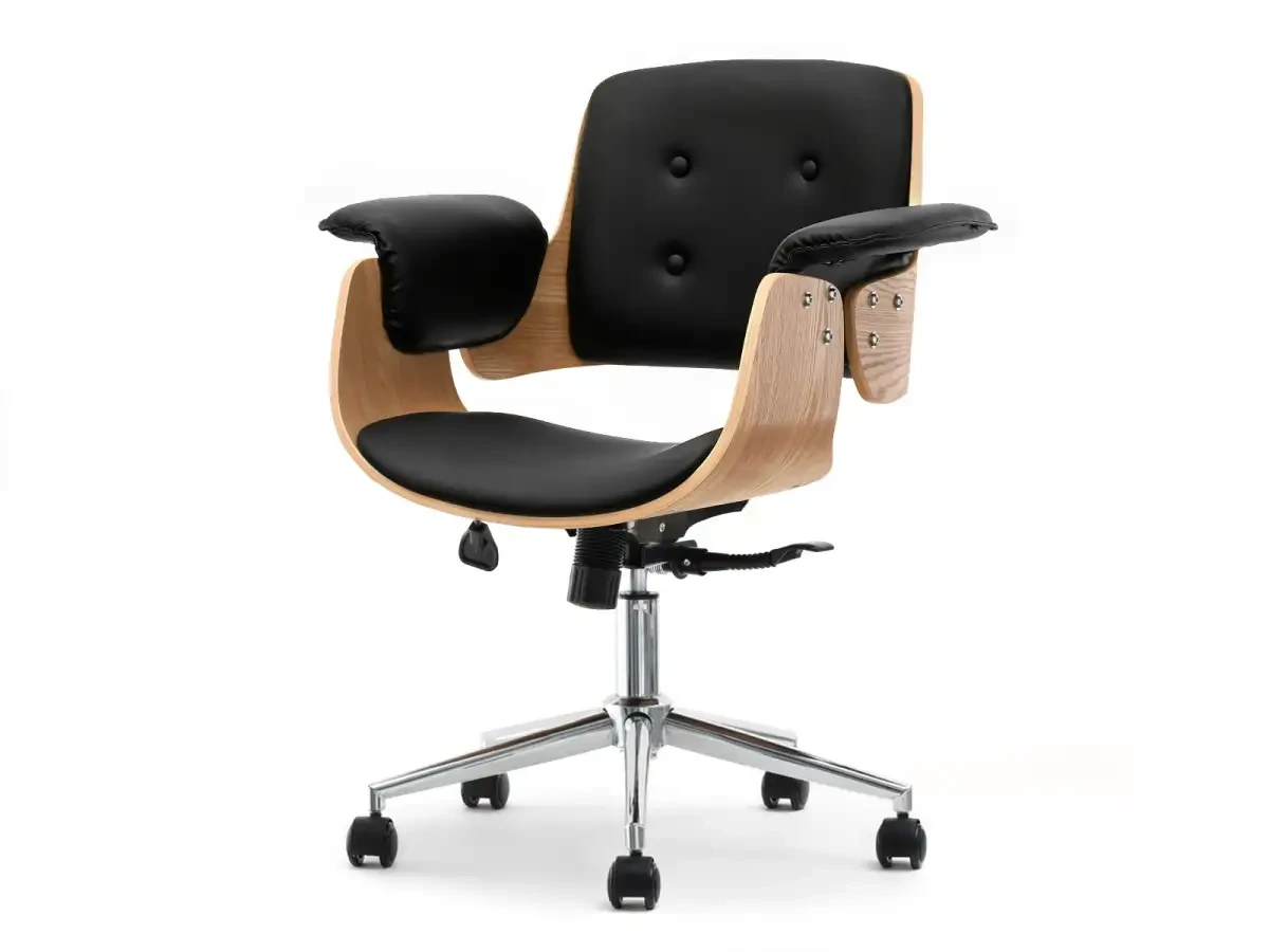 Офисный стул утичный деревянный, черный дуб, хромированная основа - фото 1 - id-p2107606379