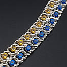 Жіночий срібний браслет подвійний арабський бісмарк з жовто - блакитними камінцями. регульований 17 - 20 см. Срібло 925, фото 6