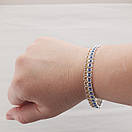 Широкий жіночий срібний браслет арабський бісмарк з жовто - блакитними камінцями. регульований арабка. проба 925, фото 3