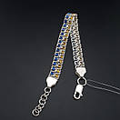 Широкий жіночий срібний браслет арабський бісмарк з жовто - блакитними камінцями. регульований арабка. проба 925, фото 8