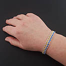 Жіночий срібний браслет подвійний арабський бісмарк з жовто - блакитними камінцями. регульований 17 - 20 см. Срібло 925, фото 2