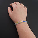 Жіночий срібний браслет подвійний арабський бісмарк з жовто - блакитними камінцями. регульований 17 - 20 см. Срібло 925, фото 8