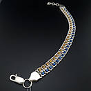 Жіночий срібний браслет подвійний арабський бісмарк з жовто - блакитними камінцями. регульований 17 - 20 см. Срібло 925, фото 10