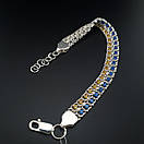 Жіночий срібний браслет подвійний арабський бісмарк з жовто - блакитними камінцями. регульований 17 - 20 см. Срібло 925, фото 9