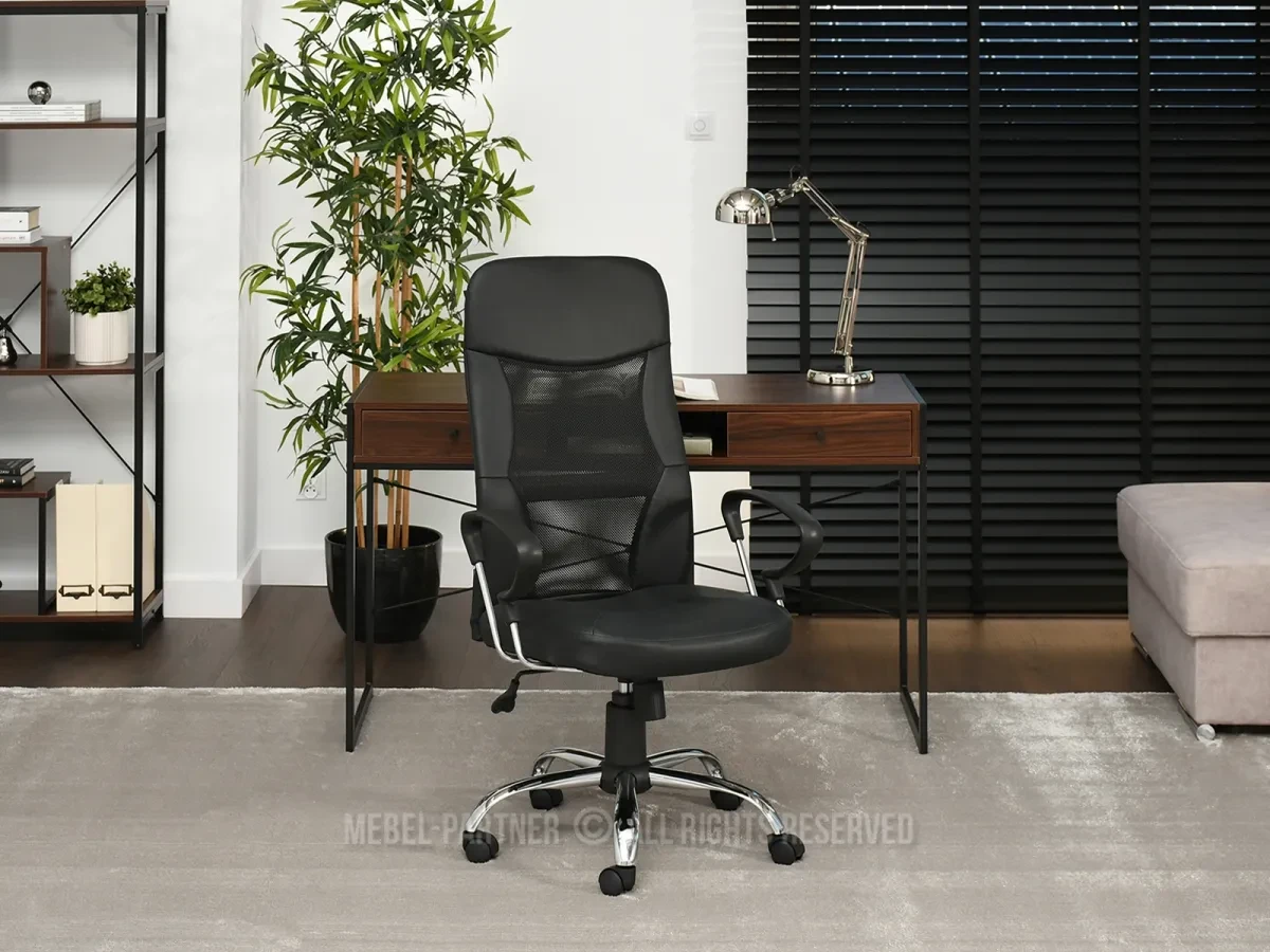 Офисный стул сетчатый с функцией качалки oliver черная ножка - хром - фото 2 - id-p2107606381
