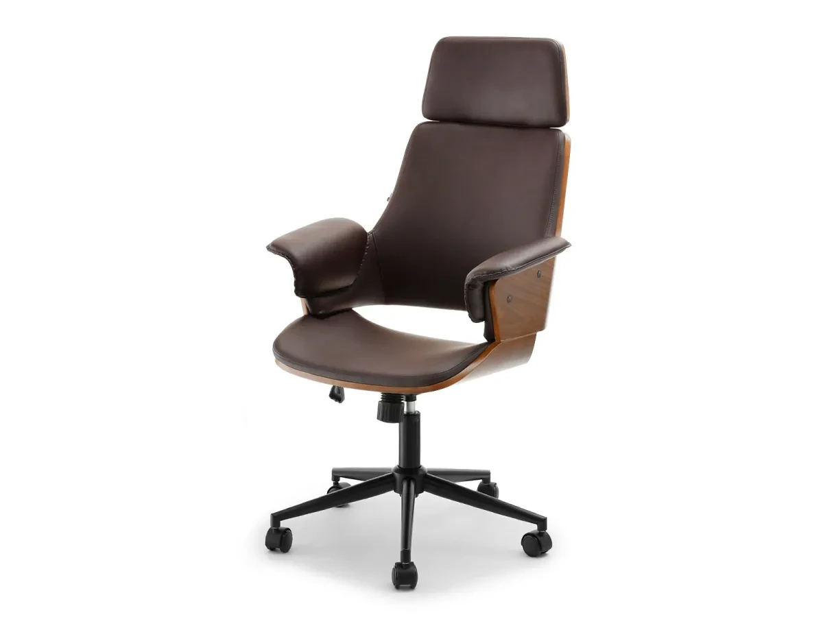 Clemens изогнутый деревянный офисный стул, коричневый орех, черная ножка - фото 1 - id-p2107606385
