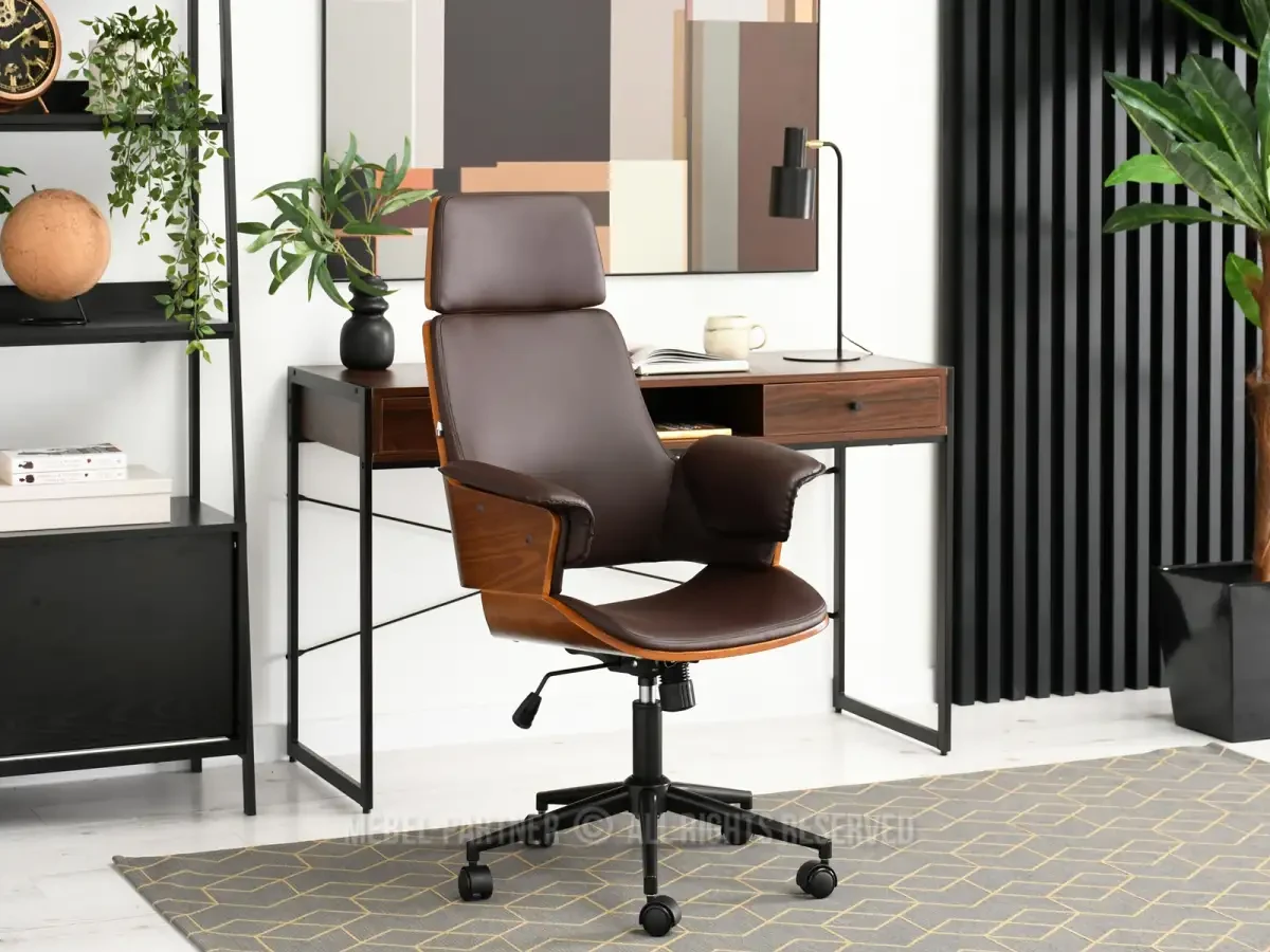 Clemens изогнутый деревянный офисный стул, коричневый орех, черная ножка - фото 2 - id-p2107606385