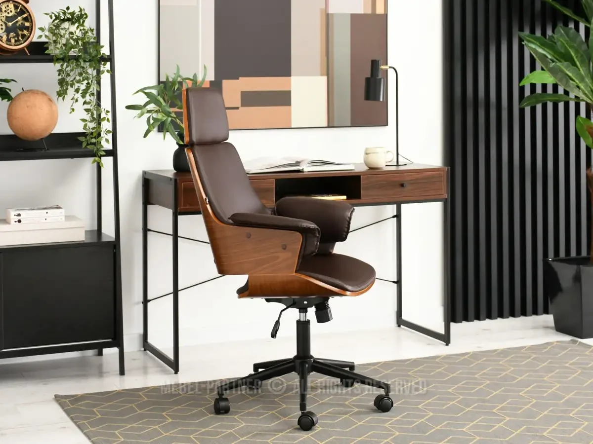 Clemens изогнутый деревянный офисный стул, коричневый орех, черная ножка - фото 3 - id-p2107606385