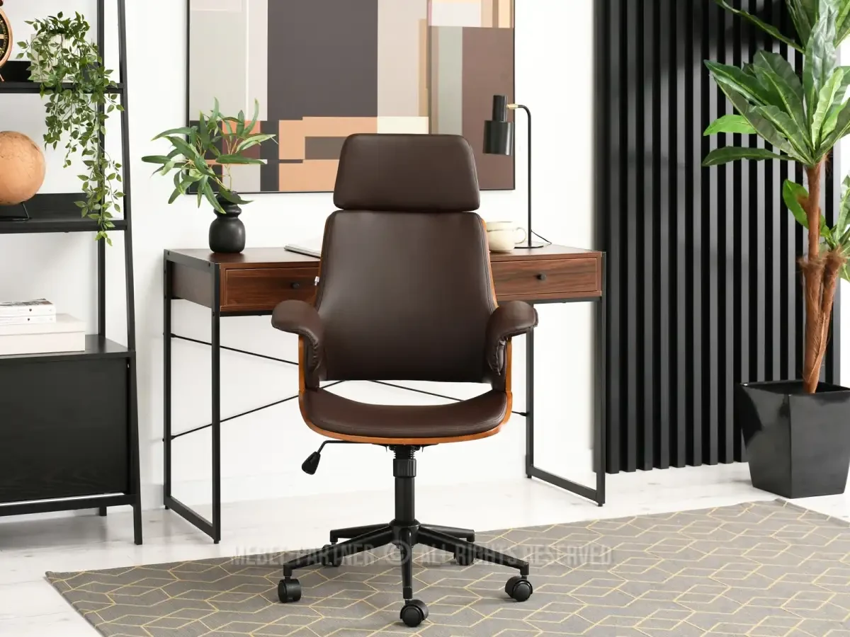 Clemens изогнутый деревянный офисный стул, коричневый орех, черная ножка - фото 4 - id-p2107606385