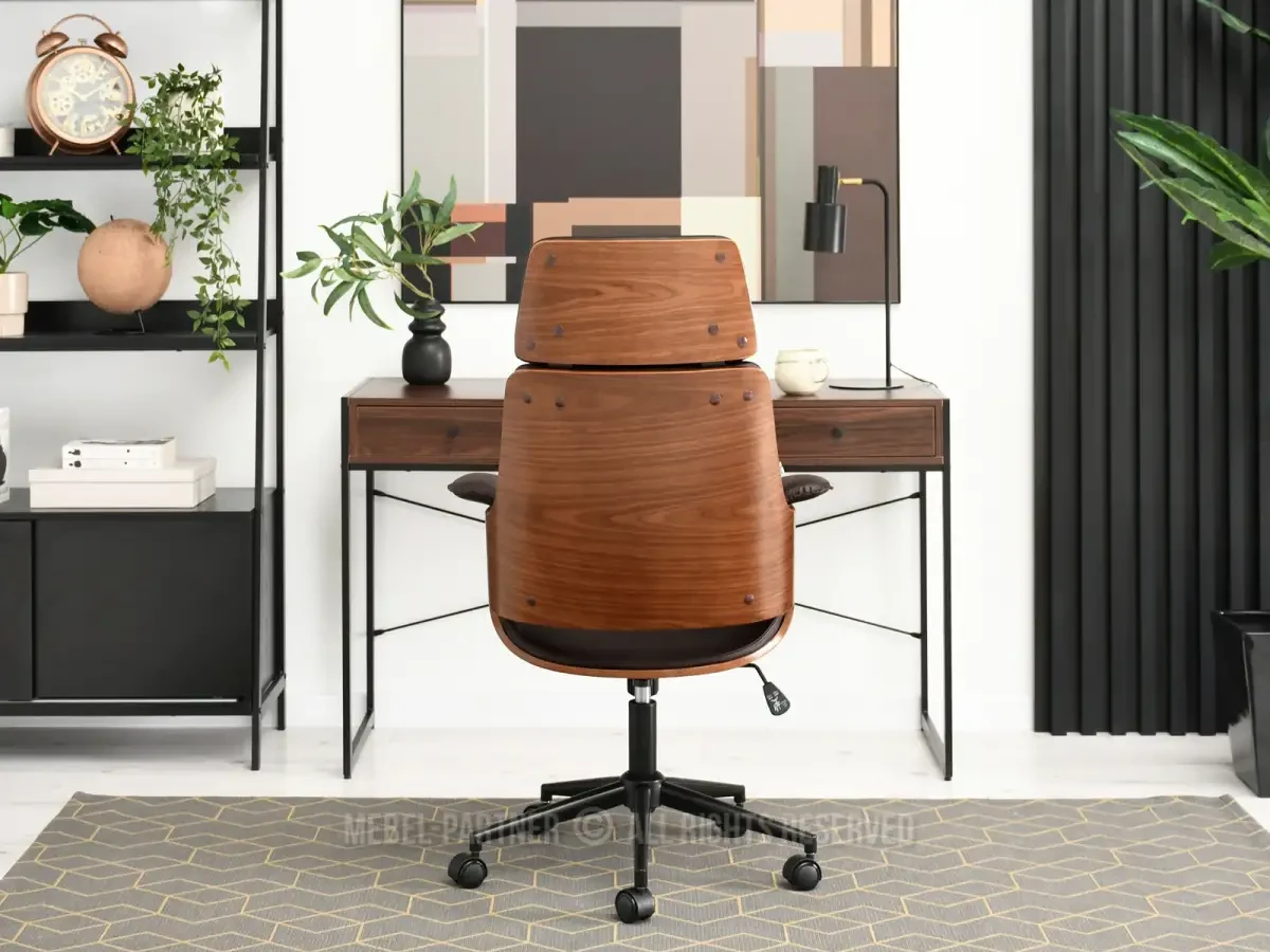 Clemens изогнутый деревянный офисный стул, коричневый орех, черная ножка - фото 6 - id-p2107606385