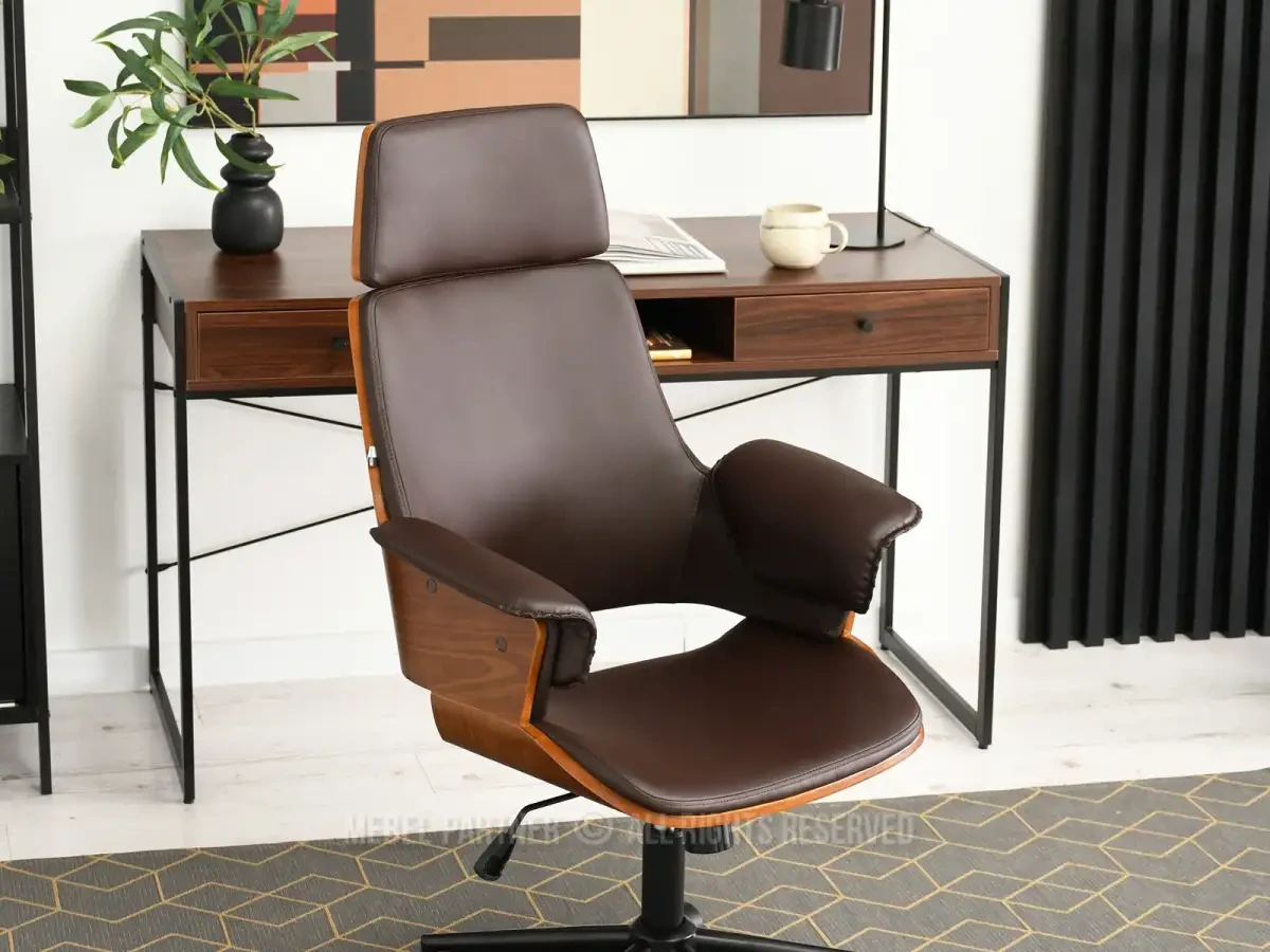Clemens изогнутый деревянный офисный стул, коричневый орех, черная ножка - фото 7 - id-p2107606385