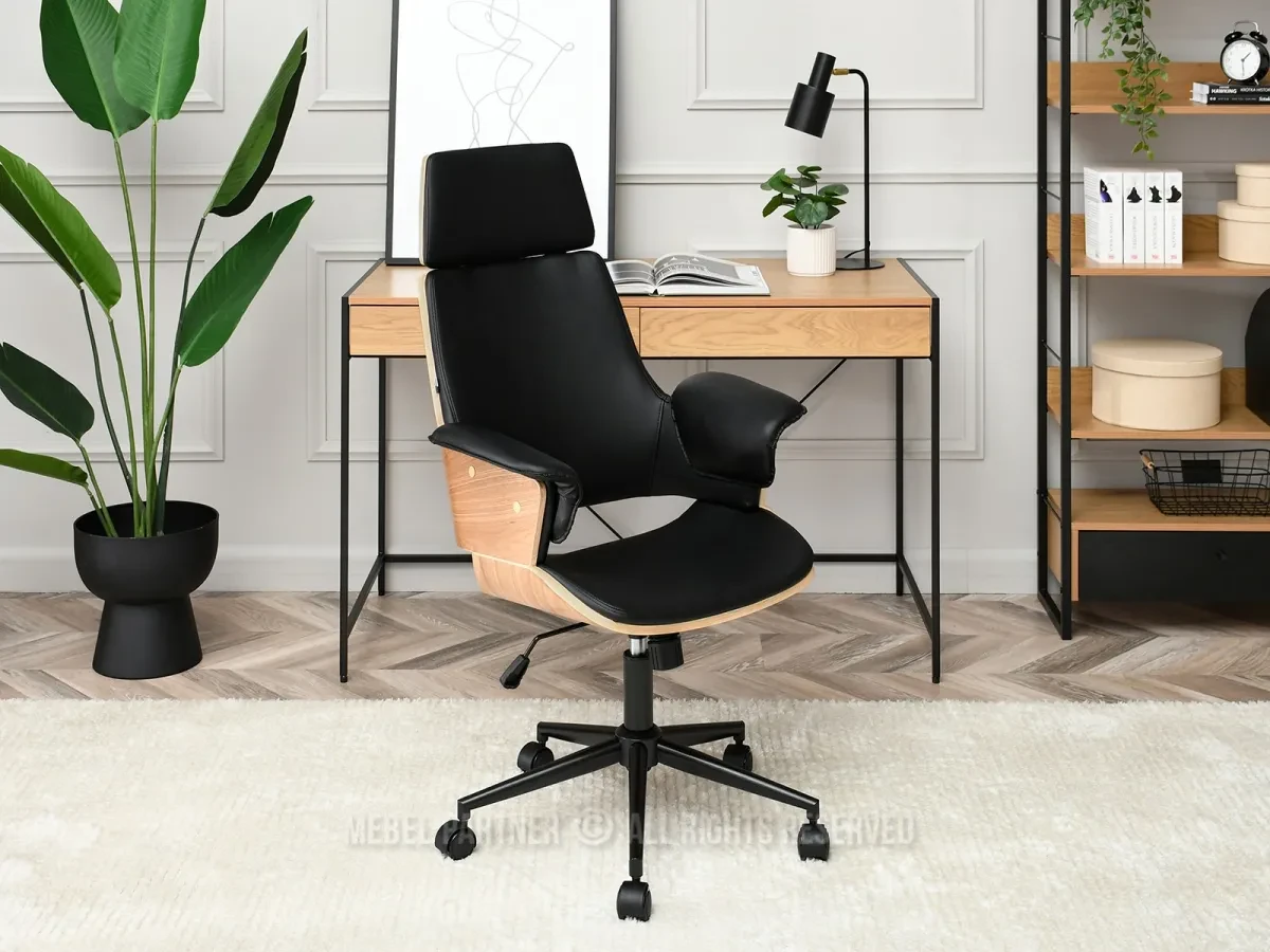 Удобное офисное стулье дуб клеменс черный, кожа pu - фото 2 - id-p2107606387