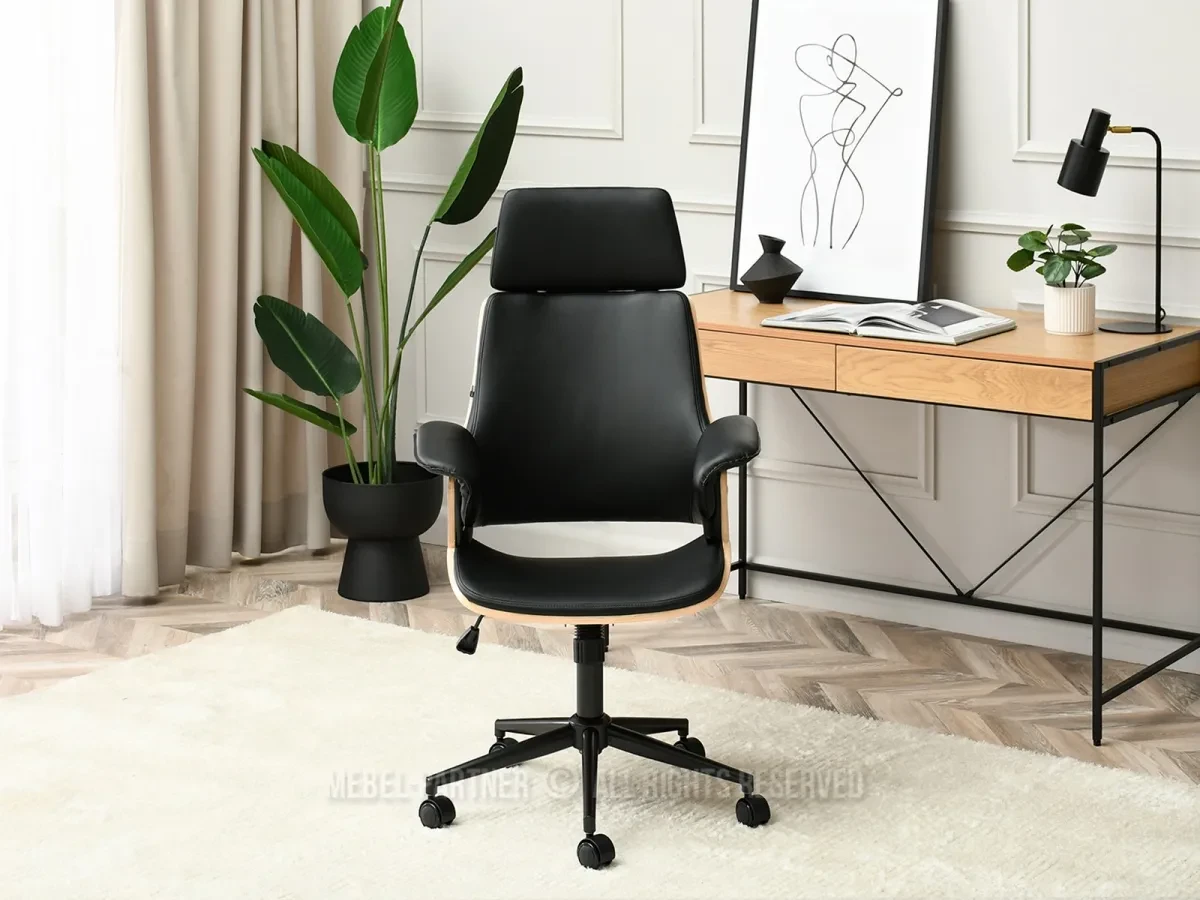 Удобное офисное стулье дуб клеменс черный, кожа pu - фото 3 - id-p2107606387