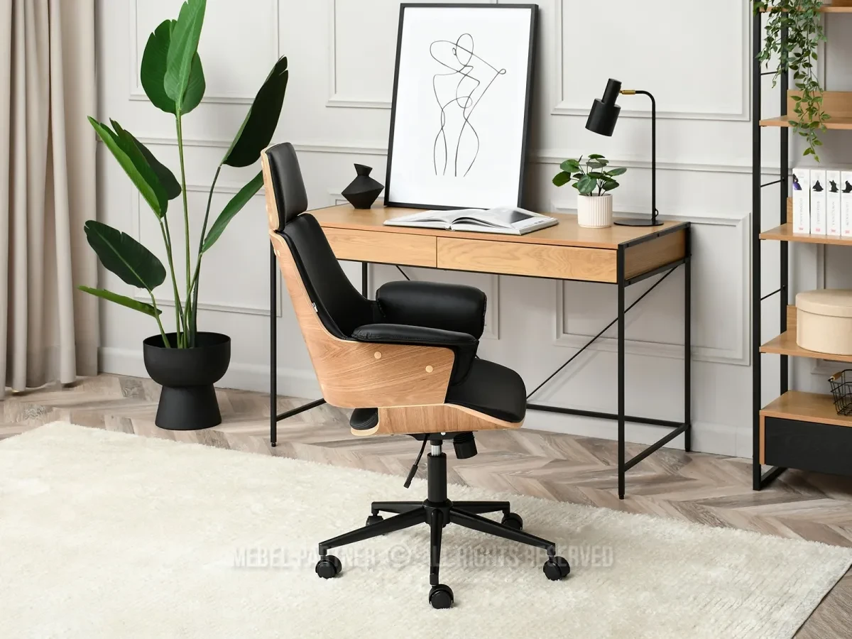 Удобное офисное стулье дуб клеменс черный, кожа pu - фото 4 - id-p2107606387