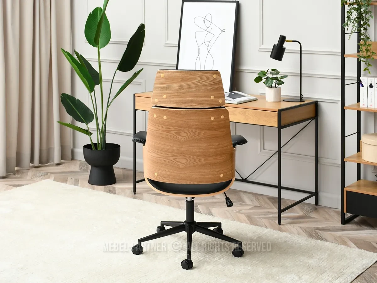 Удобное офисное стулье дуб клеменс черный, кожа pu - фото 5 - id-p2107606387