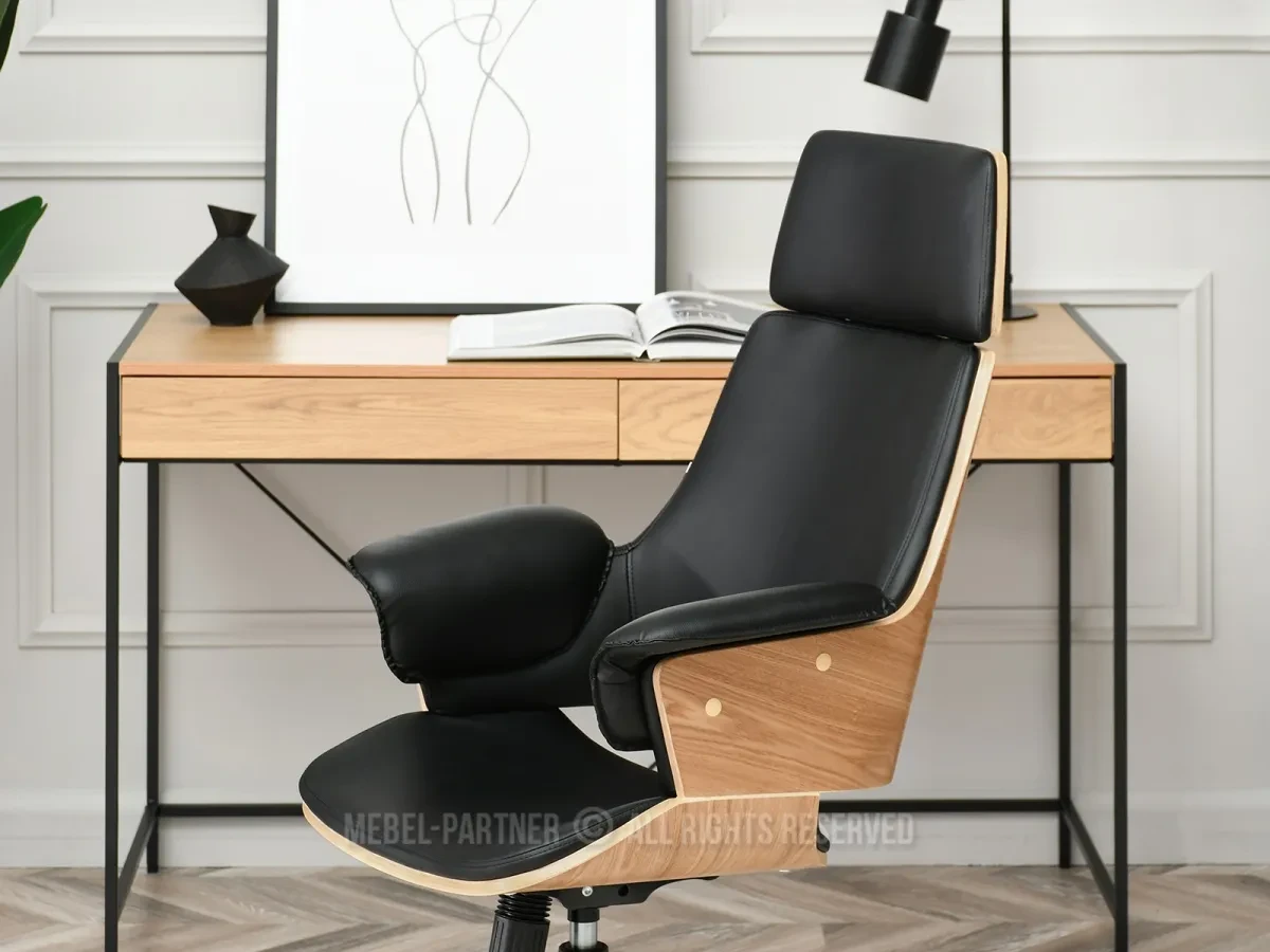 Удобное офисное стулье дуб клеменс черный, кожа pu - фото 7 - id-p2107606387