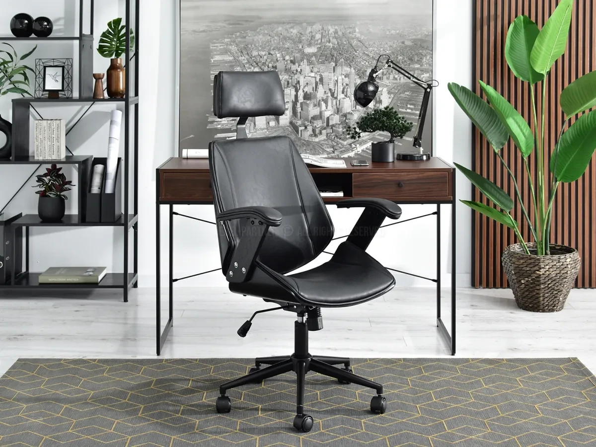 Черный офисный стул frank с высокой спинкой из дерева и античной кожи с регулировкой - фото 2 - id-p2107606399