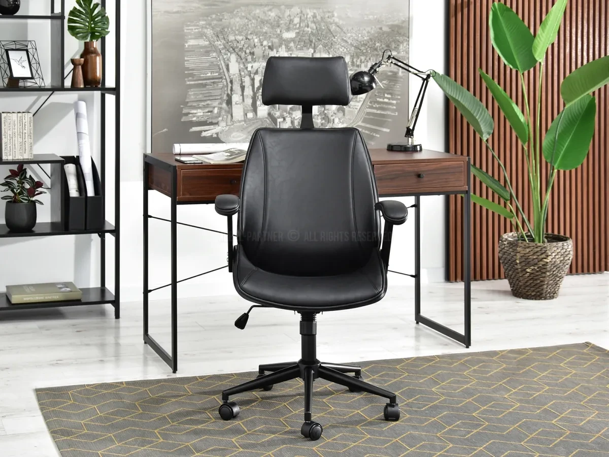 Черный офисный стул frank с высокой спинкой из дерева и античной кожи с регулировкой - фото 4 - id-p2107606399