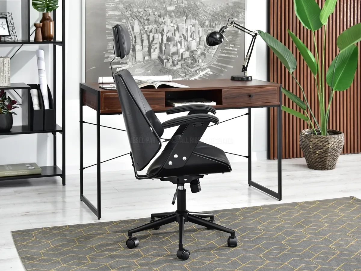 Черный офисный стул frank с высокой спинкой из дерева и античной кожи с регулировкой - фото 5 - id-p2107606399