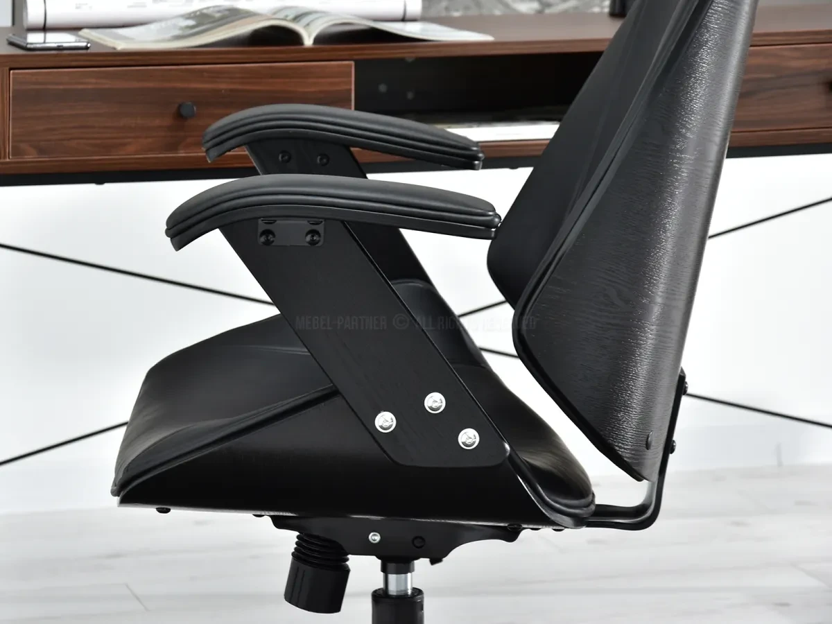 Черный офисный стул frank с высокой спинкой из дерева и античной кожи с регулировкой - фото 6 - id-p2107606399