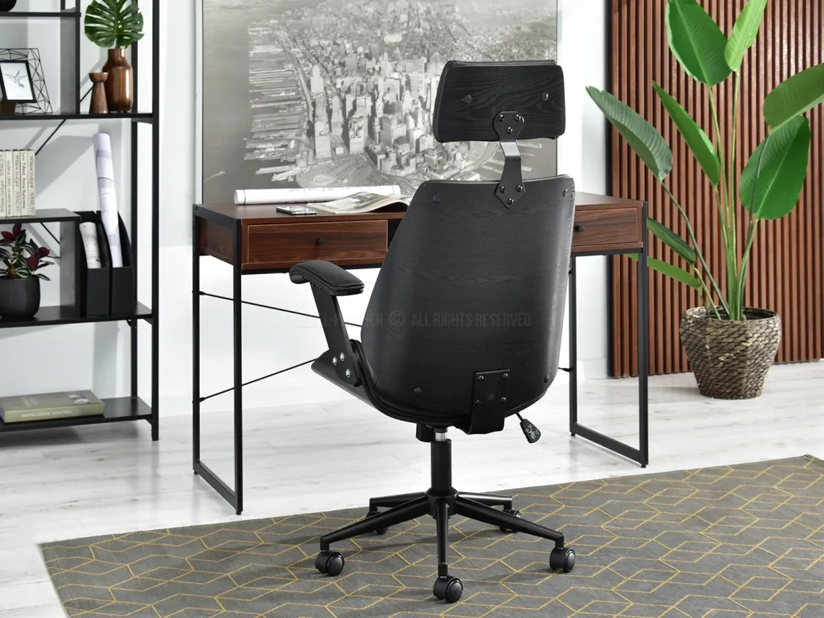 Черный офисный стул frank с высокой спинкой из дерева и античной кожи с регулировкой - фото 7 - id-p2107606399