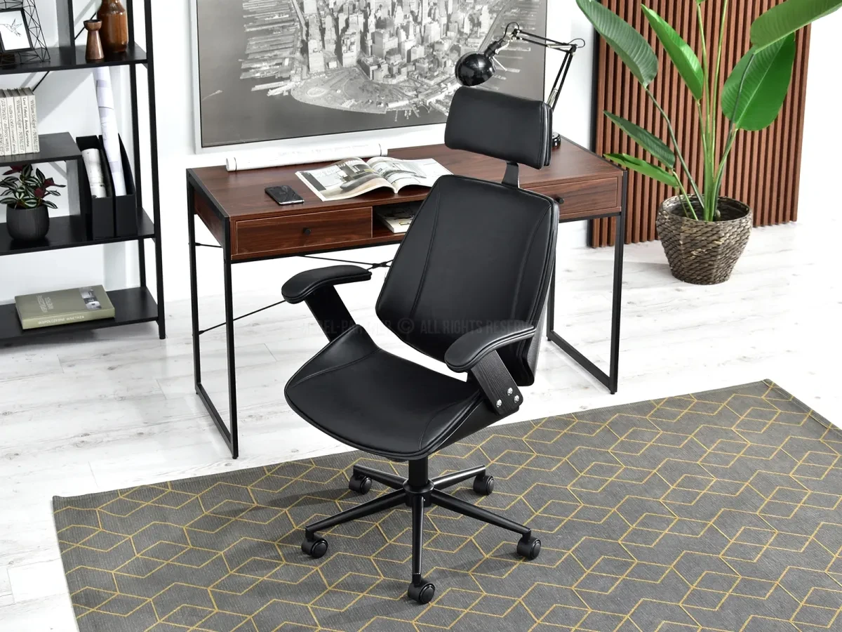 Черный офисный стул frank с высокой спинкой из дерева и античной кожи с регулировкой - фото 9 - id-p2107606399