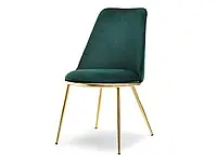 Гламурный стул дорис зеленый бархат на золотых ножках для столовой