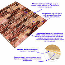 179-3 Панель стінова 3D 700мм*770мм*3мм BROWN (цегла) (D) SW-00001771, фото 3