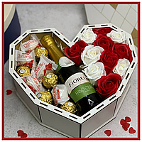 Романтический сладкий подарок девушке на 8 марта подарочный бокс Розовый вечер, оригинальные наборы любимым