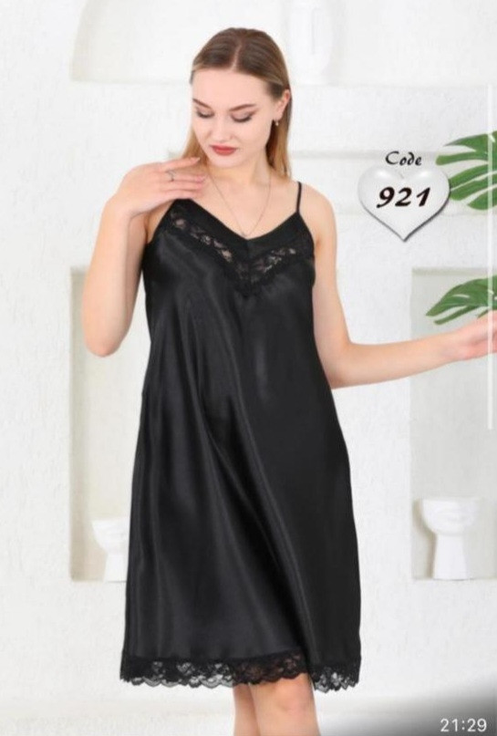 Атласна нічна сорочка великих розмірів., фото 1