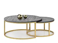 Круглые столы 2 в 1 kodia si xl дуб серый на золотой ножке для помещения в стиле лофт