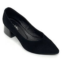 Жіночі замшеві туфлі човники на низькому підборі чорного кольору Sergio Billini 127/453 розмір 36