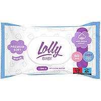 Детские влажные салфетки Lolly Baby Premium Soft, с клапаном, 80 шт.